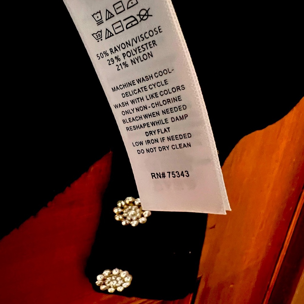 TAHARI Mock Neck Sweater with Jewel Button Sleeves - Picture 3 of 6